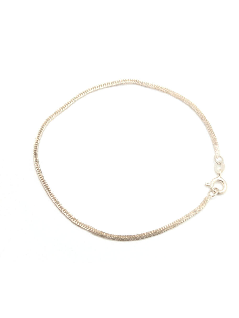 Sterling Silver 925 Italy Chain Bracelet Thin Snake Link Spring Ring 18cm 7"